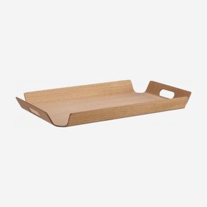 Bandeja rectangular de madera de mango rústica, construcción duradera, acabado con vetas naturales, ideal para servir comidas, bebidas y decoración del hogar. - Product Image 1
