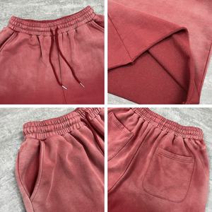 Wholesale Oversized Blank Acid Wash Oxford 100% Cotton <b>Knee</b> Length Eco-Friendly Shorts Rope String Quality Stone Washed for Men - Product Image 3