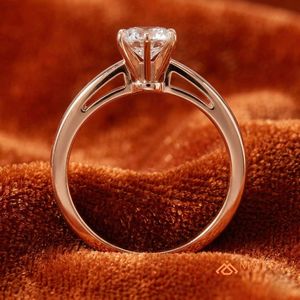 Cut Moissanite Solitaire Ring Rose Gold Plated Prong Setting Women's Engagement Wedding Anniversary Party Luxury Jewelry Gift - Product Image 2