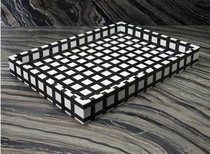 Plateau rectangulaire en résine fait main, durable et classique, avec incrustations, sensation de luxe pour tables basses de salon modernes, élégant pour le service à la salle à manger - Product Image 5