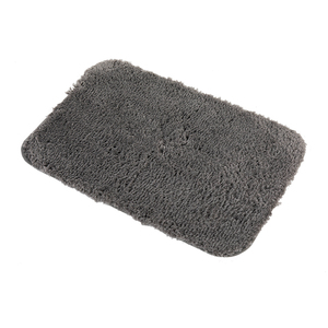 Minimalist Rectangle Bath Mat Solid Color Microfiber Anti Slip Rubber Backing For Bathroom <b>Floor</b> - Product Image 2