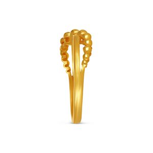 Elegante Anillo de Doble Hilera de Cuentas Doradas para Mujer, Joyería de Banda Contemporánea de Lujo con Diseño Intrincado de Cuentas Esféricas Pulimentadas - Product Image 4