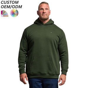Mens Plus Size Breathable Solid Hoodie Cotton Fleece Pullover Casual Winter Wear 360g Custom Logo OEM/ODM Support Wholesale - Product Image 4