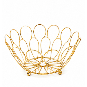 Cesta de Frutas Moderna de Lujo con Alambre Dorado, Tazón de Almacenamiento de Metal con Forma de Flor para Cocina, Organizador de Frutas para Encimera - Product Image 1