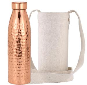 Botella de agua de cobre ayurvédica auténtica de 34 oz/1000 ml con bolsa de lona para transportarla, botella de cobre puro para beber agua - Product Image 1