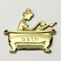Plaque murale décorative vintage en laiton pour salle de bain, panneau de porte antique en métal