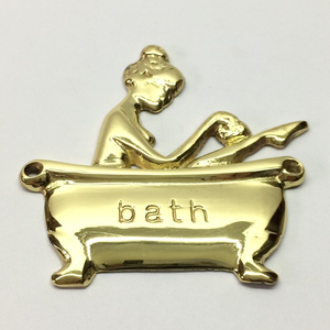 Vintage Brass Bathtub Bathroom Wall Sign Decorative <b>Bath</b> Plaque Antique Metal <b>Door</b> Sign - Product Image 3