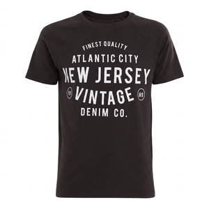 T-shirt à manches courtes en coton biologique tricoté sur le devant, col rond, coupe classique, pour homme, de Atlantic City New Jersey Vintage Denim Co. - Product Image 3