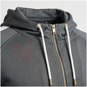 Ensemble de survêtement gris pour homme, manches longues, capuche, fermeture éclair sur le devant, couleur unie, respirant, décontracté, vêtements d'automne, coupe régulière - Product Image 4