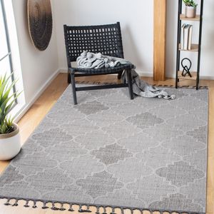 Alfombra LOOM and LUXE 6X9 para Interiores/Exteriores, Diseño de Celosía Blanco/Gris, Colección de Alfombras y Conjuntos Elegantes - Product Image 1