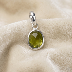 Pendentif tendance en tourmaline verte naturelle, taille ovale, sertissage clos, certifié GIA, en argent sterling massif 925, pierre de naissance d'octobre - Product Image 1