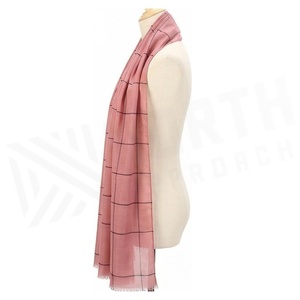 NORTH AMZACH Women's <b>Pink</b> Checkered Silk Scarf Long Elegant Multi-Functional Fashion Accessory All Seasons - Product Image 3