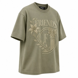 <b>Men's</b> Oversized Embossed <b>Floral</b> <b>T</b>-<b>Shirt</b> Short Sleeve O-Neck Casual 100% Cotton Jersey Breathable - Product Image 3