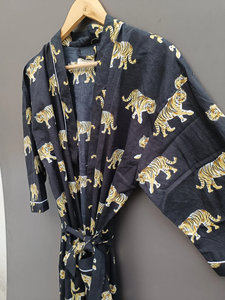 Bata Kimono con Estampado de Dibujos Animados para Mujer, de Algodón Suave, Camisón de Verano Hecho a Mano, ODM, Cuello en V, Cintura Elástica, Largo hasta la Rodilla - Product Image 4