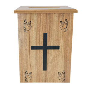 Cajas de donaciones de madera con cruz y palomas, caja de recogida de donaciones ideal para iglesias, capillas, catedrales de Vietnam - Product Image 3