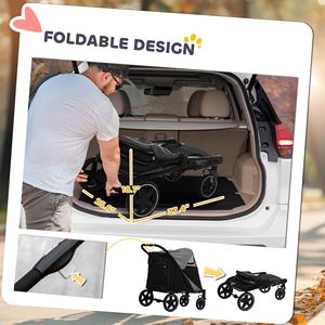 Carrito Plegable con un Solo Clic para Mascotas con Amortiguadores en las Ruedas Delanteras, Frenos, Bolsas de Almacenamiento y Ventana de Malla - Carrito para Perros o Gatos - Product Image 5