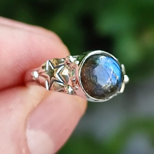 <b>Labradorite</b> Bezel Setting <b>Ring</b> 925 Sterling Silver Handmade Boho Grey Statement Natural Gemstone Wedding Party Jewelry Women - Product Image 1