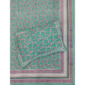 Sábana Plana de Algodón con Estampado Geométrico Verde Jaal, 200 Hilos, para Cama Doble, Transpirable, para Uso Doméstico, Hotelero y de Lujo - Product Image 1