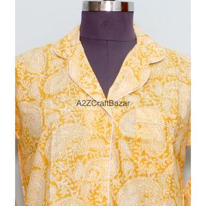 Vintage Floral Block Printed 100% Cotton Midi Dress Eco-Friendly Hip Hop Party Bell Sleeve Turn-down Collar Button - Product Image 3