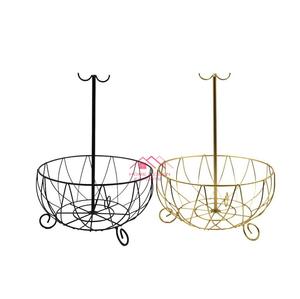 Tazón de almacenamiento de frutas de metal decorativo para el hogar Venta caliente Dos neumáticos Hierro acabado negro - Product Image 1