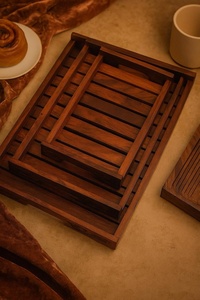 Bandeja de madera, bandeja de madera para servir, bandeja de madera para comida, bandeja de madera decorativa, bandeja de madera hecha a mano - Product Image 6