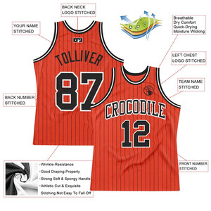 Maillot de basket-ball personnalisé à rayures rouges, en mesh, sans manches, respirant, unisexe, pour adultes, avec numéro d'équipe - Product Image 2