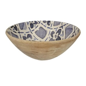 Atractivo Tazón de Madera con Diseño Impreso para Frutas, Decoración de Mesa para Frutas Frescas, Pasta, Postres o Servir en Fiestas - Product Image 1