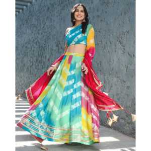 Conjunto de Lehenga sin Mangas para Mujer, Talla XS, Multicolor, Tela de Chifón, para Bodas y Diwali, Todas las Temporadas, Marca Alira - Product Image 6