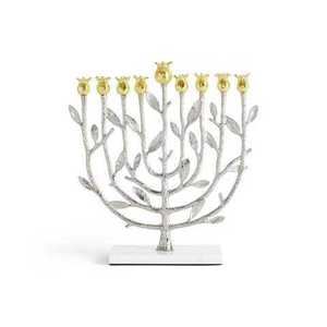 <b>Tree</b> Style Menorah Candle Holder Aluminum Eco-Friendly Home Decor for Hanukkah & Valentine's Day Silver Table Top <b>Lighting</b> - Product Image 1