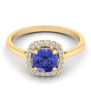 แหวนเงินแท้ 925 ประดับเพชร Tanzanite ทรงกลม 1 กะรัต ดีไซน์ Halo สำหรับผู้หญิง ได้รับการรับรอง GRA พร้อมอัญมณี Moissanite - Product Image 6