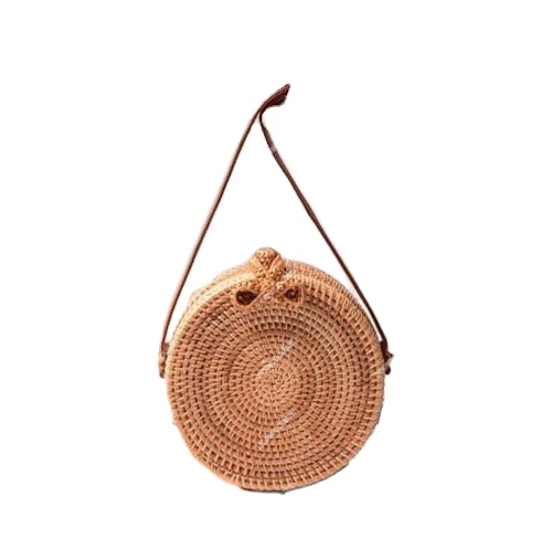 Bamboo Basket Straw Handbags Round Straw Bag Women Travel Sling Bag Shoulder Bag For Women Sling Handbags