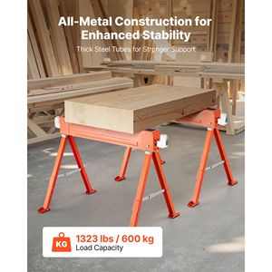 Cavalletti da Lavoro Pieghevoli in Metallo (2 Pezzi) con Capacità di Carico di 1323 Libbre, Gambe Robuste, Nuovi e Usati - Product Image 3