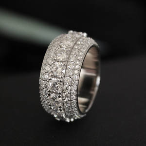 Round Brilliant Cut Moissanite Diamond Five Row Wedding Engagement <b>Ring</b> 925 Sterling <b>Silver</b> <b>Statement</b> <b>Ring</b> Hip Hop Style Jewelry - Product Image 1