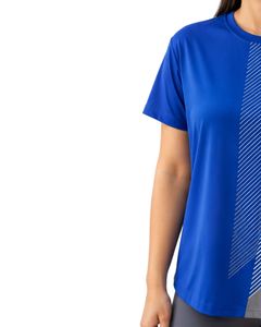 Customized Women Royal Blue And Grey Quick Dry Sports T Shirt Breathable Running Gym Workout Athletic Activewear Tee <b>Top</b> - Product Image 3