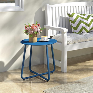 Modern Steel Round Coffee <b>Table</b> for Outdoor Patio, Balcony and Garden, Weather Resistant Side <b>Table</b> for Hotel and Resort - Product Image 1