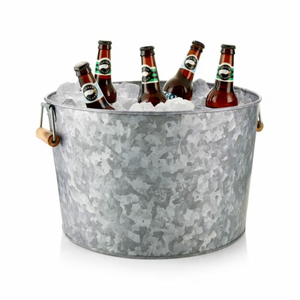 Fantastic Metal Beverage Tub With Wooden Handles Bronze Powder Coated Oval Ice Bucket For Wine Beer And Party Drink Chilling - Product Image 5