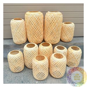 Woven <b>Bamboo</b> Hanging <b>Light</b> for Restaurant Cafe Rattan Pendant Lamp Natural Ceiling Fixture for Hotel Dining Area and Lobby Decor - Product Image 6