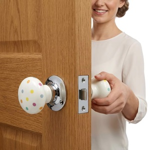 White Polka Dot Porcelain <b>Door</b> Knob Round Cabinet Handle Contemporary Kitchen Drawer Furniture Handle Easy Installation - Product Image 1