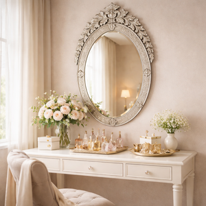 Espejo Decorativo Veneciano Ornamentado |   Espejo de Pared Vintage de Lujo |   Espejo Barroco Tallado Antiguo para Sala de Estar, Dormitorio o Entrada - Product Image 5