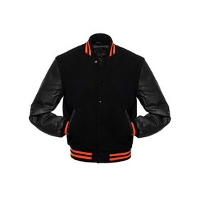 Chaqueta Universitaria de Béisbol para Hombre, Personalizada con Logotipo Bordado en la Parte Delantera, Negra, Larga, para Parejas, 100% Algodón Transpirable - Product Image 5