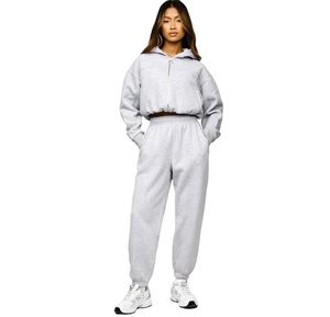 2025 LOGO personalizado mujeres Joggers conjuntos chándal desgastado Zip Hoodie Skinny de talla grande dos piezas pantalones de chándal mujeres chándales conjunto - Product Image 1