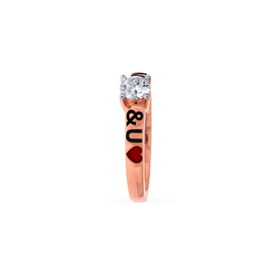 Anillo de Compromiso de Lujo para Mujer, Chapado en Oro Rosa, con Grabado ME & U, Circonita Cúbica Redonda de Corte Brillante - Product Image 5