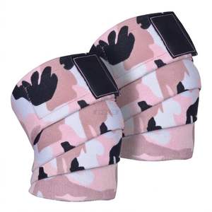 Bandes de Soutien Élastiques pour Genoux de Musculation Rose Pâle Camouflage en Caoutchouc Naturel/PVC pour Protection Professionnelle - Product Image 1