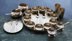 Juego de Vajilla Clásico de Bronce (Kansa) Resistente, Hermético, Reutilizable y Portátil para Novios - Product Image 3