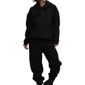 Ensemble survêtement femme personnalisé à capuche, coupe oversize, en molleton 100 % coton écologique, style streetwear, 2 pièces – Vente flash - Product Image 1