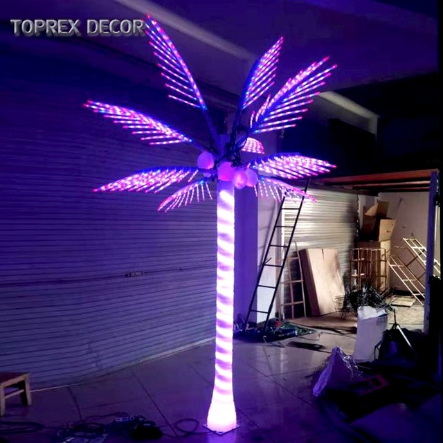 Outdoor Christmas Home Decor Landscape Light Uv Resistant Coconut Artificial Palm Tree Price Multicolor Decorative Led Tree