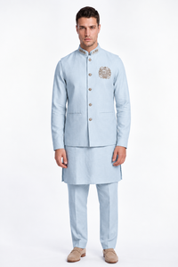 Traje Bandhgala Indo-Occidental Personalizado de 6 Colores para Hombre, Chaqueta Jodhpuri Bordada de Lujo con Kurta y Pantalones, Conjunto de 3 Piezas para Boda - Product Image 2