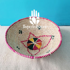 Cesta Redonda Multiusos de Hierba Natural Moonj con Diseño Triangular, Abierta, Ecológica, Duradera, Tamaño Mini - Product Image 2