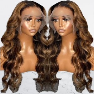 Peluca Larga de Cabello Humano Remy con Frente de Encaje Brasileño, 150% de Densidad, Pre-Desplumada, Sin Pegamento, HD, Color Marrón Claro para Mujer - Product Image 1