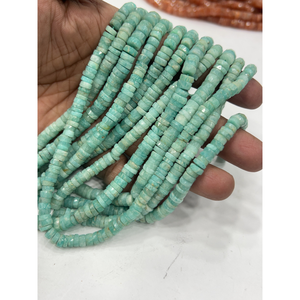 Cuentas de Piedras Preciosas de Alta Calidad para la Elaboración de Joyería, 17 Pulgadas, Amazonita Verde Natural, Facetada, Forma de Neumático, Tamaño 7-8 mm - Product Image 1